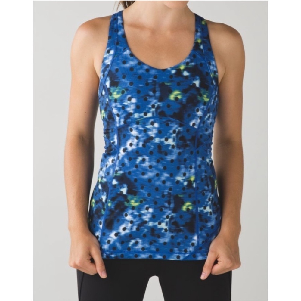 Lululemon Cool Racerback Tank - Windy Blooms Saphire Blue Multi Size 4 NWT